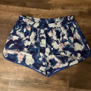 Women's Blue and Pink Tie-Dye Running Shorts